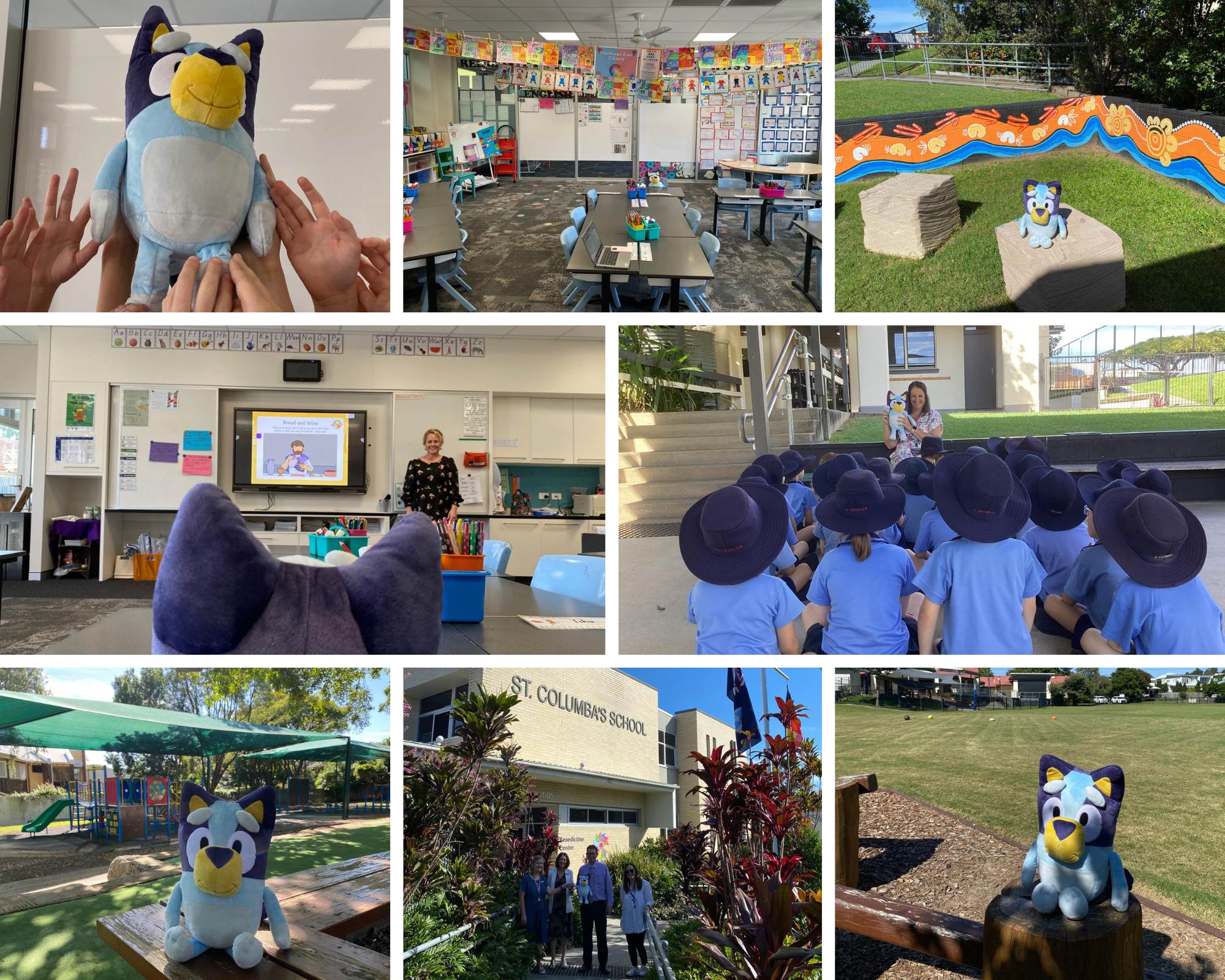 Photo Collage of Bluey's Last Day at St Columba's Primary School